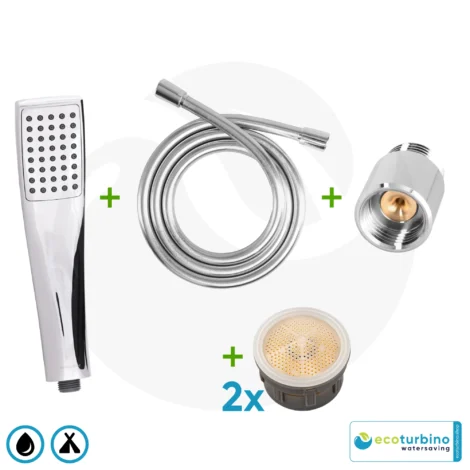Camping shower head SET, silver | ecoturbino® ECOCAMP