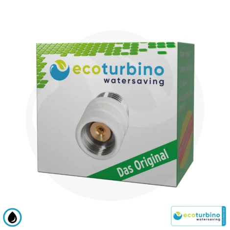 Water Saving Shower Adapter ecoturbino® ET10L | white | Save Water and Energy (Gas, Electricity) | Reduce Costs by up to 40% when Showering + Emptying the Shower Head