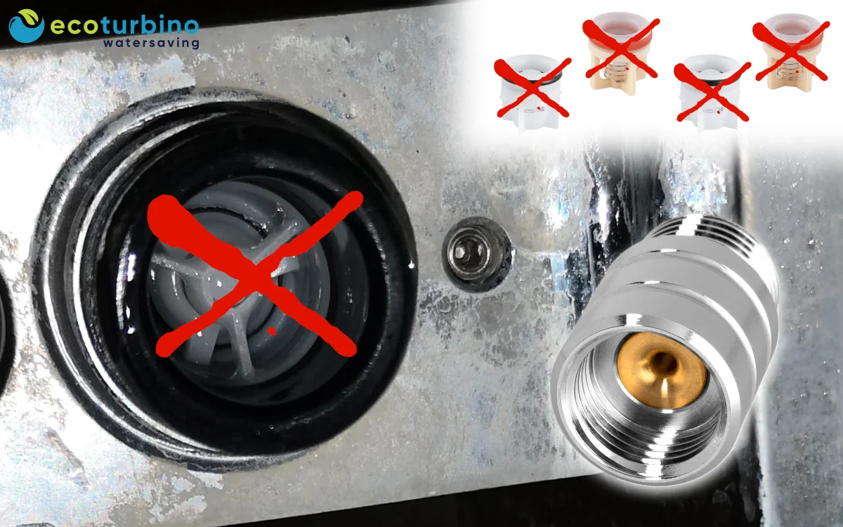 Remove backflow preventer in taps for ecoturbino function