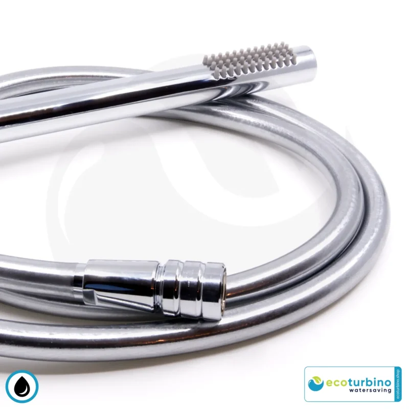 DELUXE S SET shower head, silver | Water-saving adapter + shower hose + DESIGN hand shower | ecoturbino®
