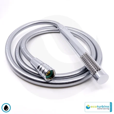 DELUXE S SET shower head, silver | Water-saving adapter + shower hose + DESIGN hand shower | ecoturbino®