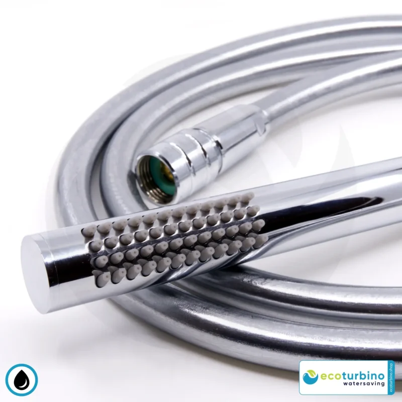 DELUXE S SET shower head, silver | Water-saving adapter + shower hose + DESIGN hand shower | ecoturbino®